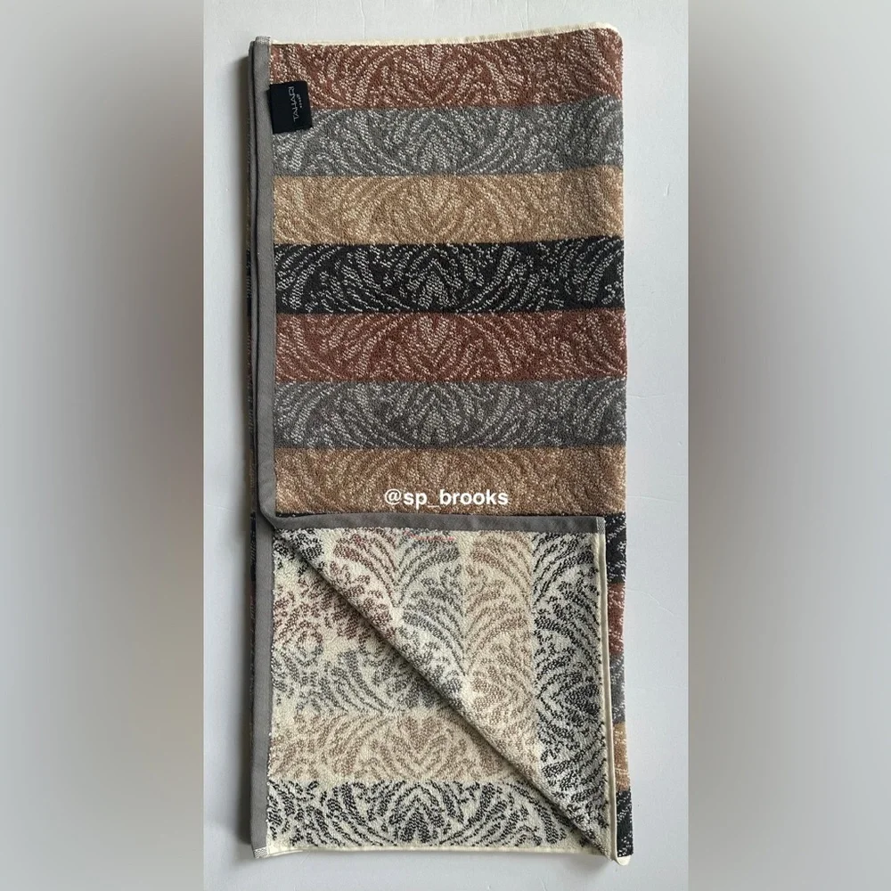 🎁8PC Tahari Bath Towel Set - Multi Decorative Cotton Towels - COCOA/CHAL